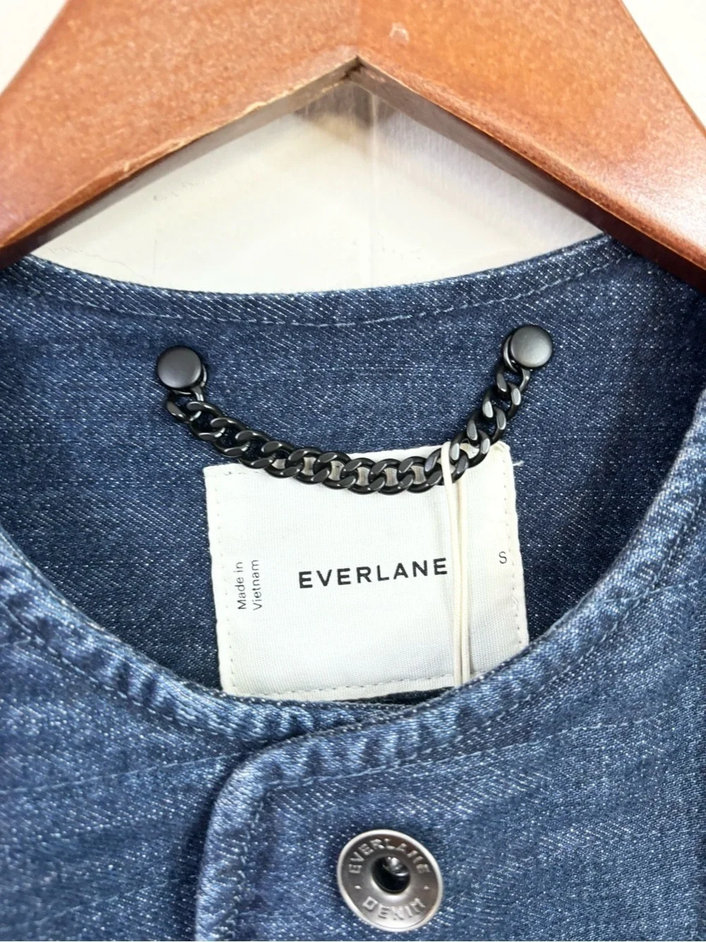 Everlane denim quilted barrel jacket boxy oversized size SM new